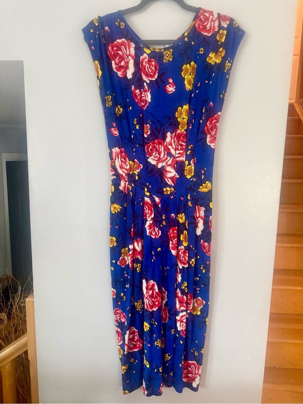 Ruby Rocks Retro Floral Sleeveless Dress | Royal Blue, Red & Yellow | Size 6